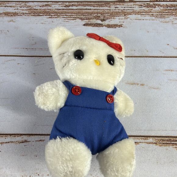 Vintage 1983 Hello Kitty 6" Plush Blue Overalls Child Guidance Sanrio - Rare! - Picture 1 of 7